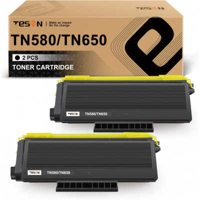 TESEN Compatible Brother TN580 TN650 Toner Cartridge Replacement 2 Packs